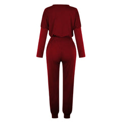 XWSHYW Lounge Sets for Women Plus Size Fashion Solid Color Drawstring Casual Top Pant Set Loose Fit Long Sleeve Crew Neck Pocket Tops Set Deals of The Week