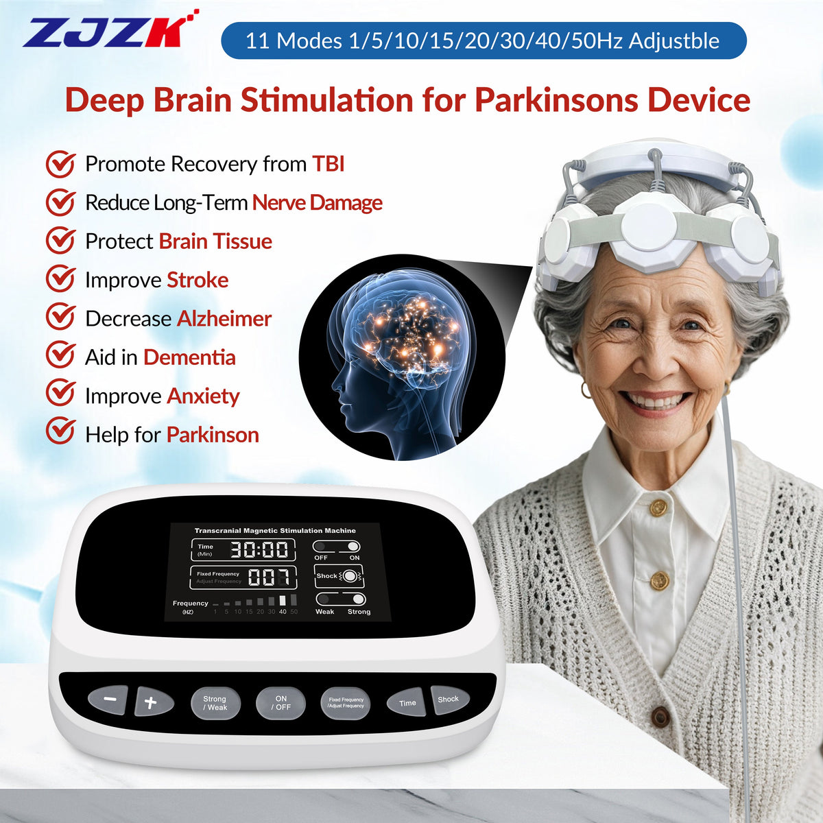 ZJKC TMS Treatment for Depression Parkinson's Deep Brain Memory Enhancement And Brain Stimulation Reduce Long Term Nerve Damage
