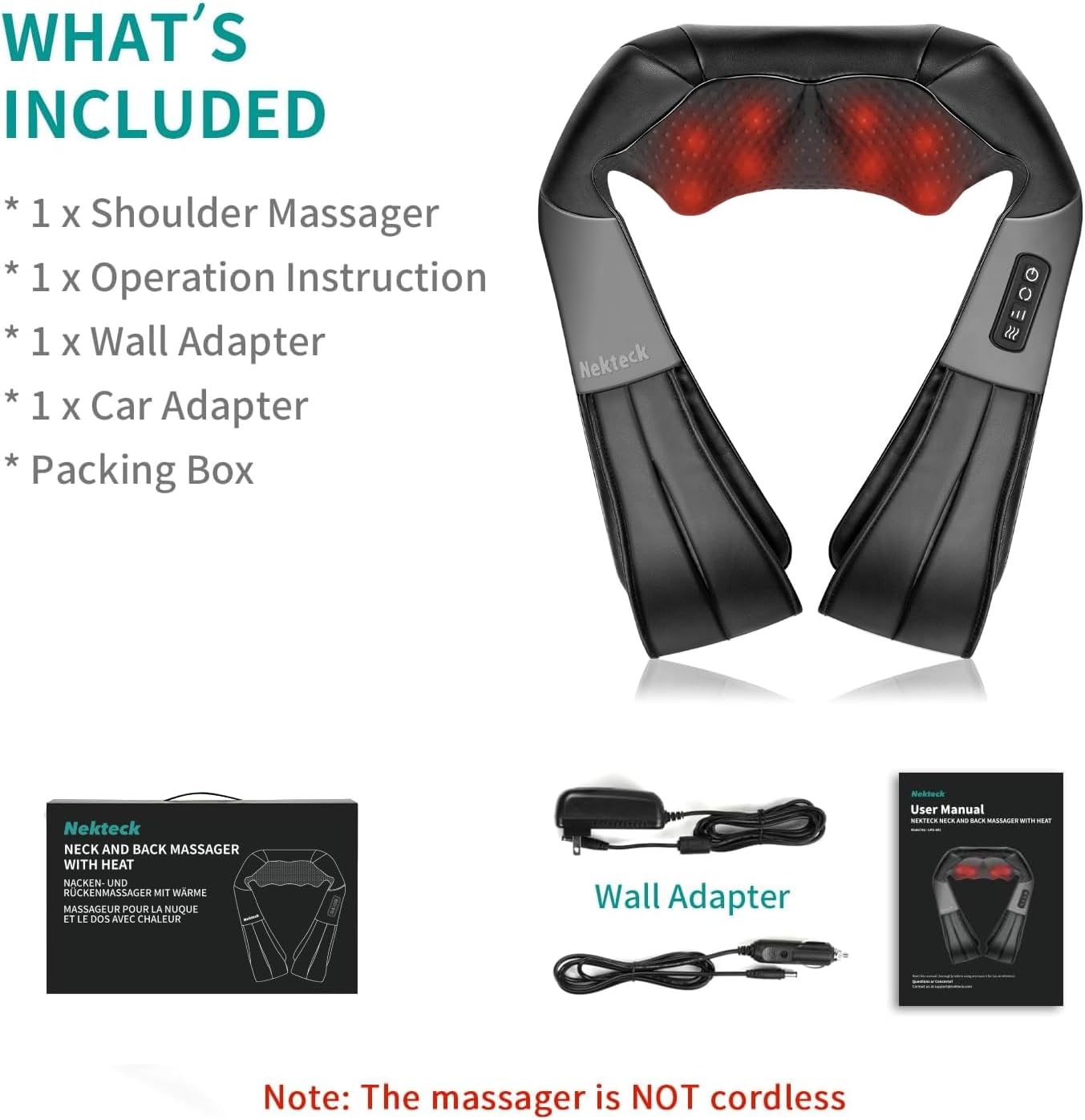 Nekteck™ 3D Shiatsu Neck & Back Massager