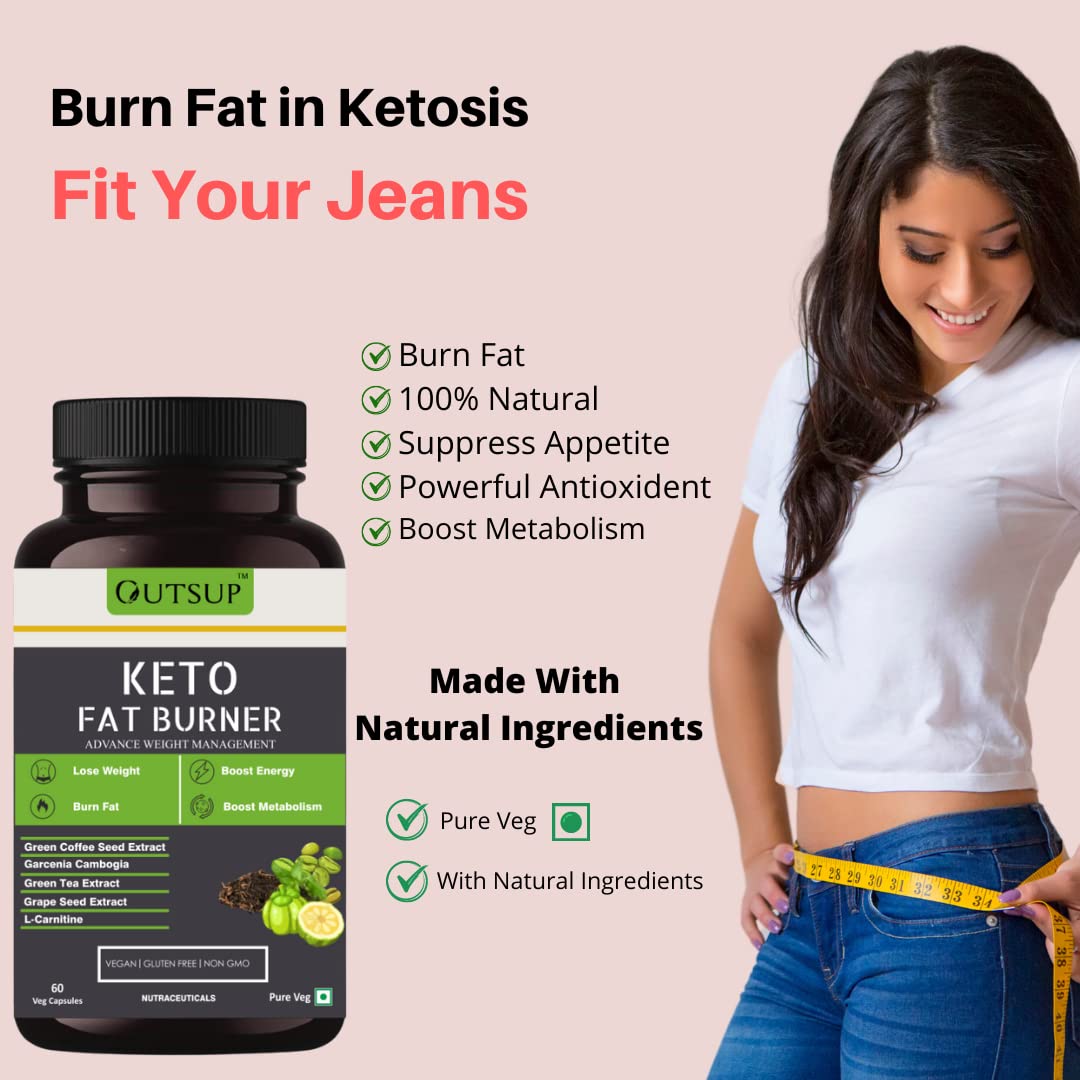 Outsup Keto Fat Burner 60 Caps 1000MG, Weight Loss Supplement for Women & Men With Garcinia Cambogia