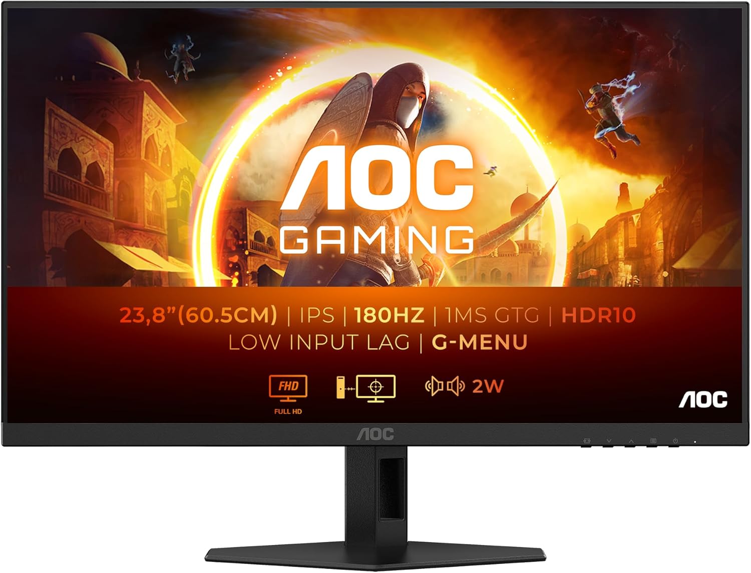 AOC 24G4XED – 24" Ultra-Fast Gaming Monitor | 180Hz, 1ms, HDR10, FreeSync & G-Sync