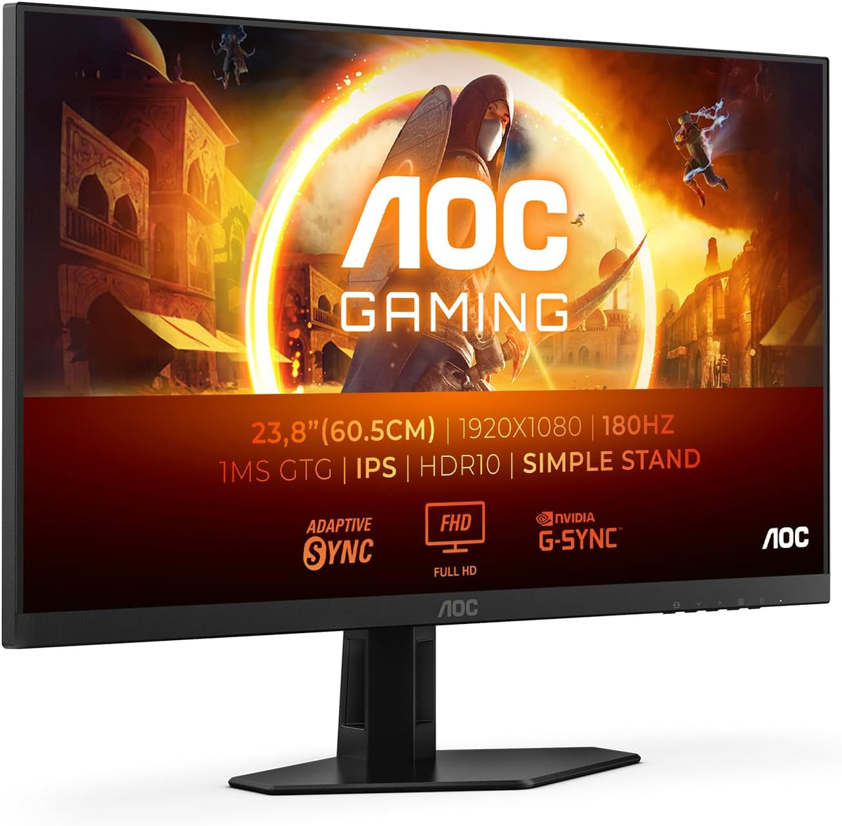 AOC 24G4XED – 24" Ultra-Fast Gaming Monitor | 180Hz, 1ms, HDR10, FreeSync & G-Sync