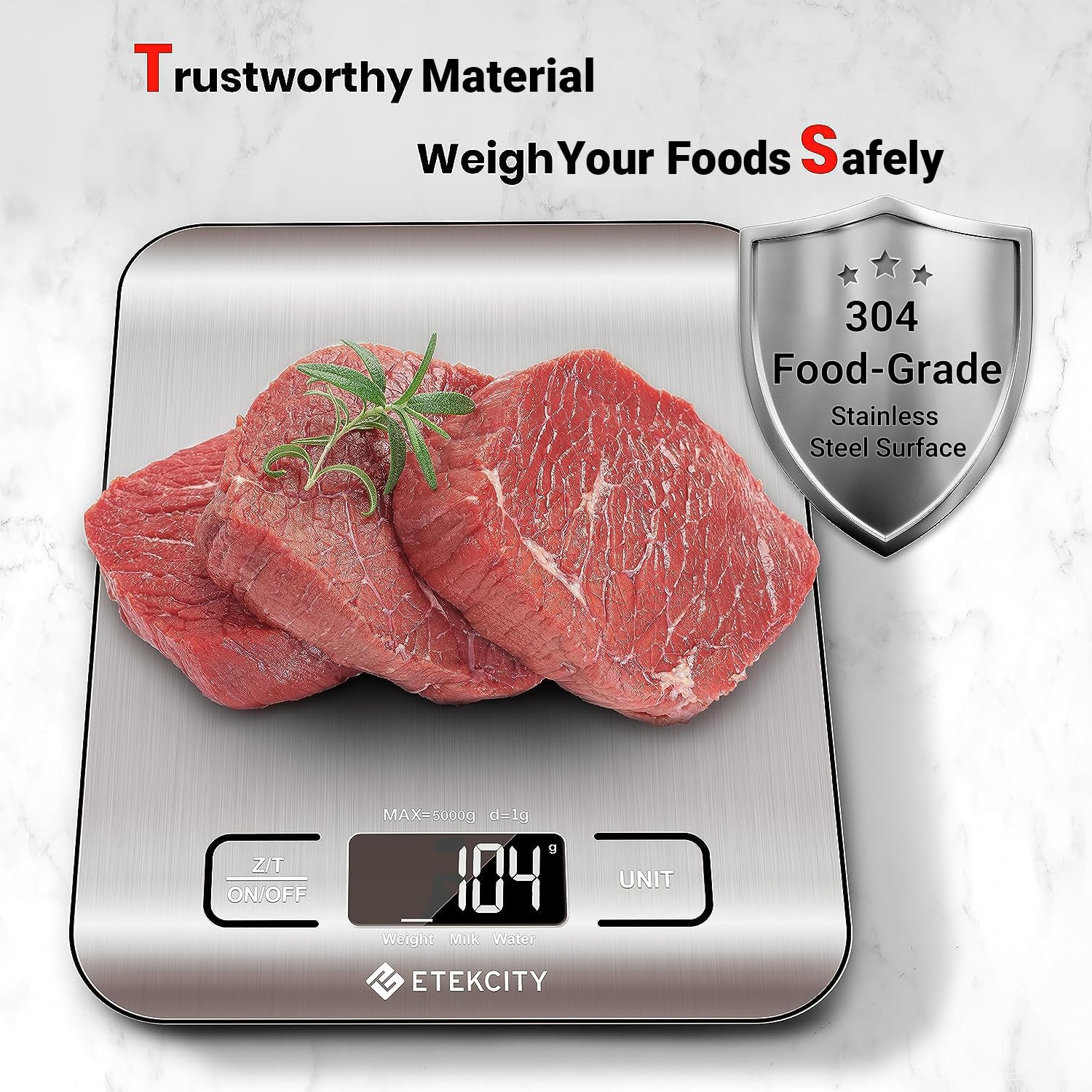 Etekcity Digital Kitchen Scale – Grams/Ounces, Stainless Steel, LCD, for Cooking & Meal Prep