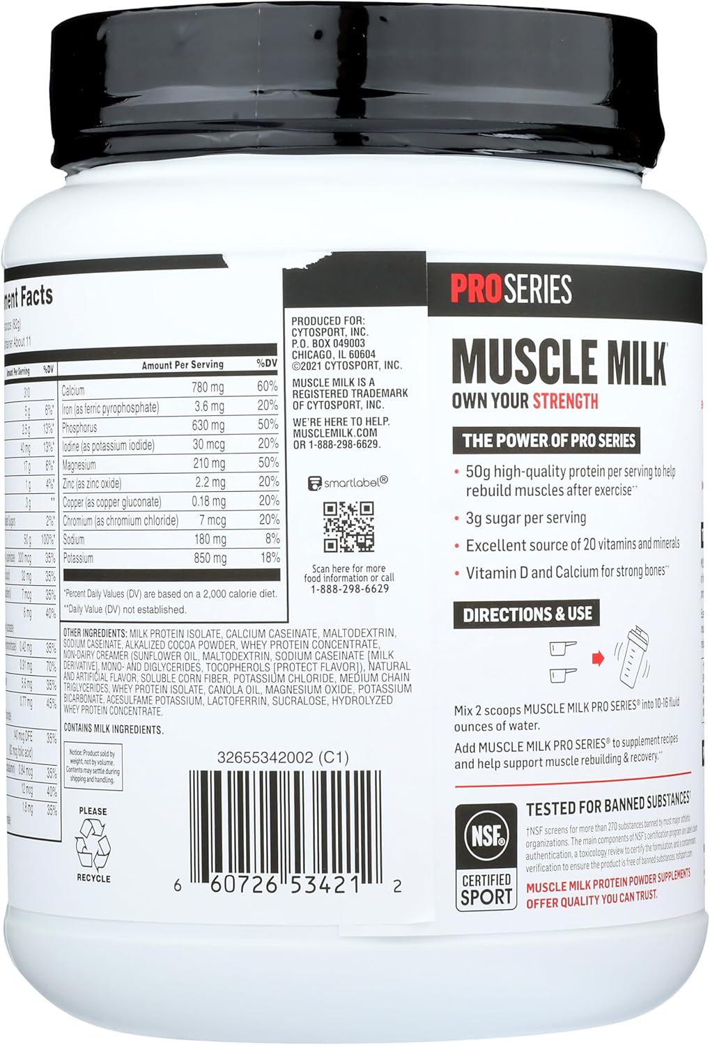 Muscle Mlk Pro Series 50 Knockout Chocolate Protein Powder, 2 Pounds