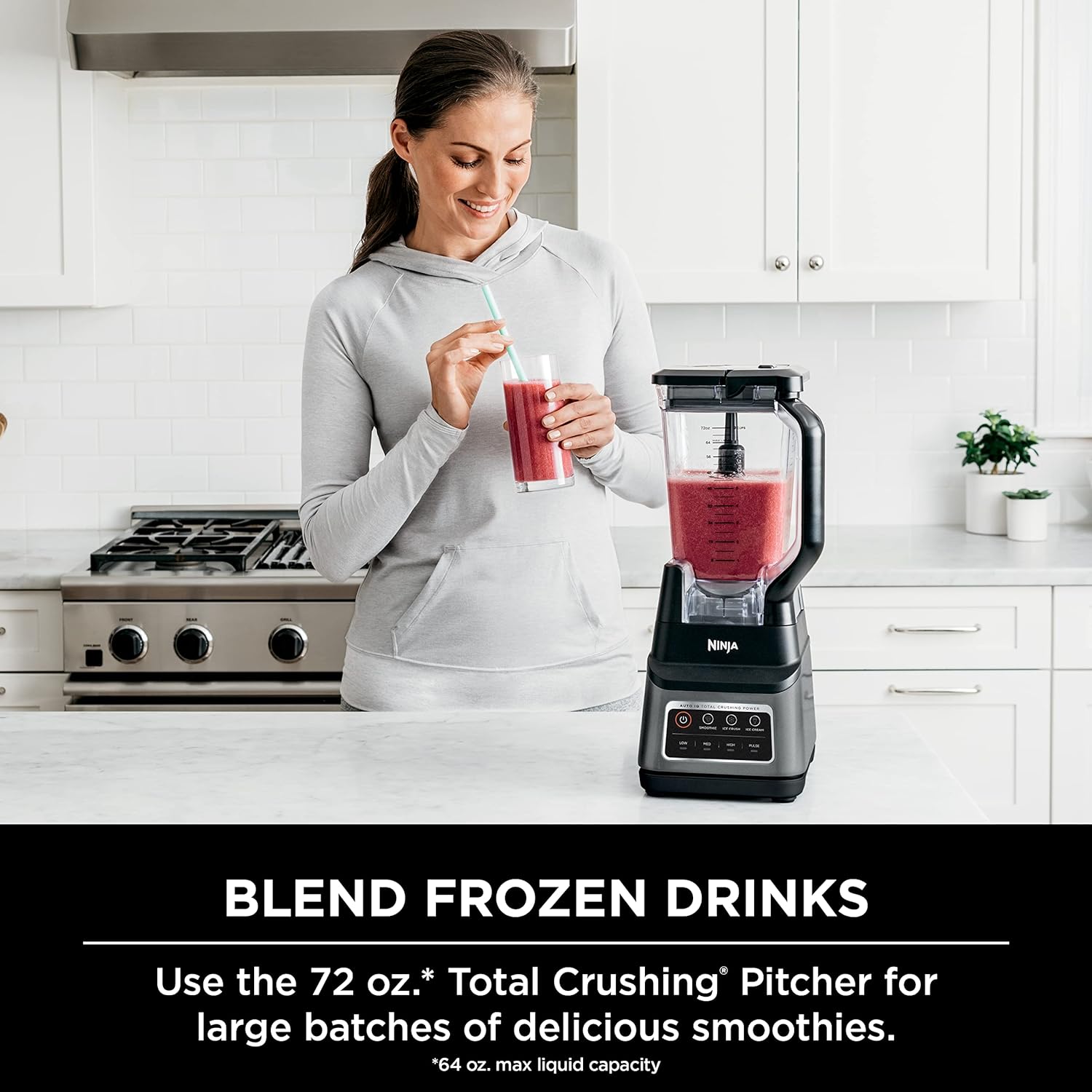 Ninja BN701 Blender – 1400W, 3 Auto-iQ Functions, 72-oz Pitcher, Dark Grey
