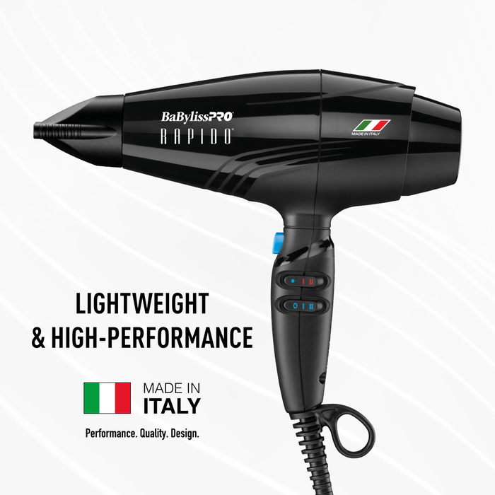 Rapido Black Dryer – Italian-Made Power, Featherlight Precision