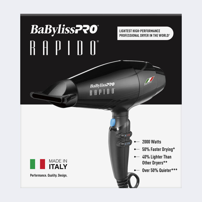 Rapido Black Dryer – Italian-Made Power, Featherlight Precision