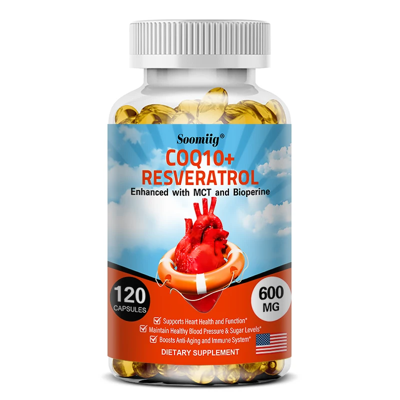 CoQ10 + Resveratrol Capsules – 120 Count, Heart & Energy Support
