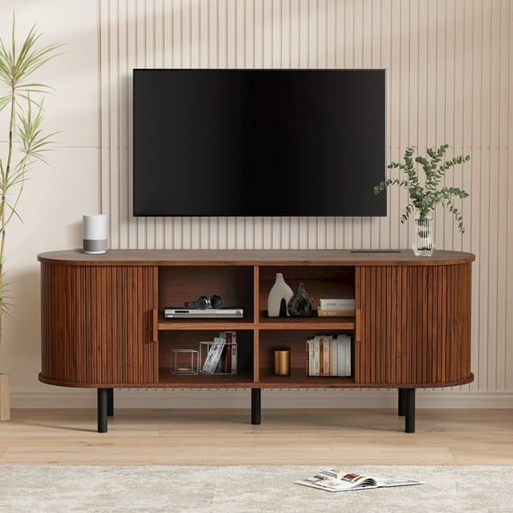 MARNUR 55" TV Stand for 60" TV, Wood Entertainment Center with Storage and Shelves