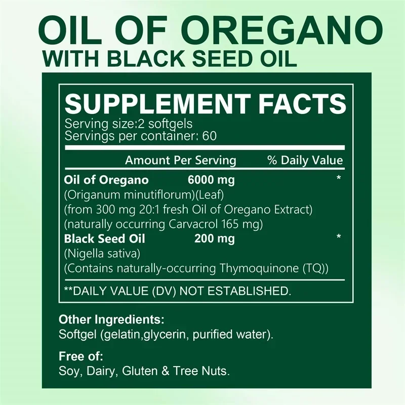 Oregano Oil Capsules – Natural Immune Support & Gut Health Booster | Antioxidant-Rich Herbal Supplement for Digestion, Inflammation & Overall Wellness