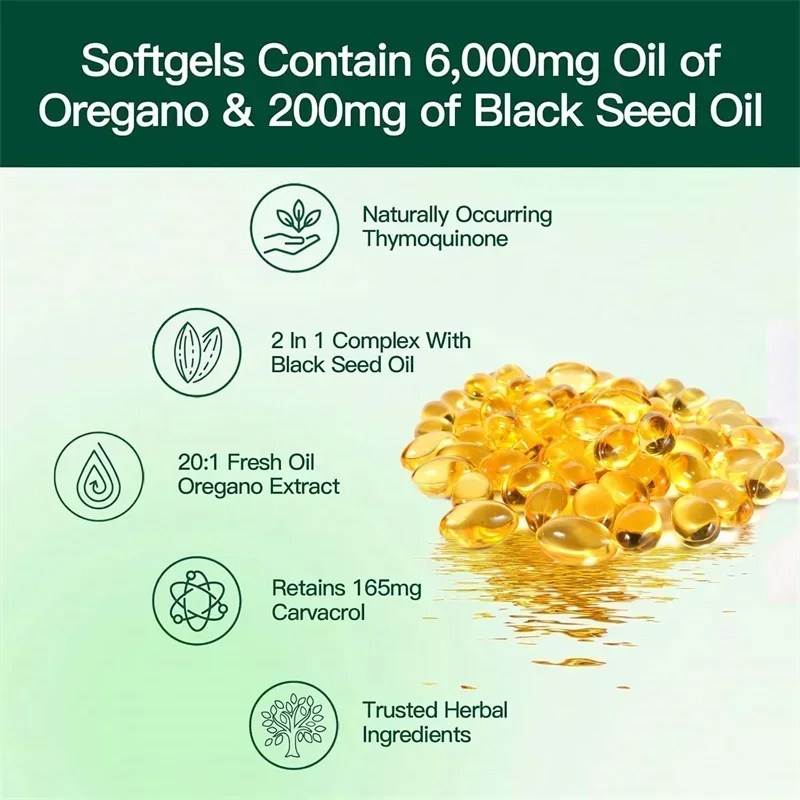 Oregano Oil Capsules – Natural Immune Support & Gut Health Booster | Antioxidant-Rich Herbal Supplement for Digestion, Inflammation & Overall Wellness