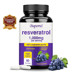 Resveratrol Anti-Aging Supplement – Heart, Skin & Joint Support – 60 Capsules