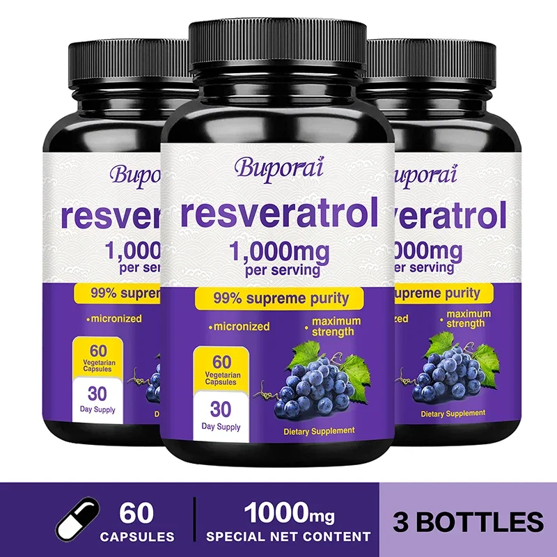 Resveratrol Anti-Aging Supplement – Heart, Skin & Joint Support – 60 Capsules