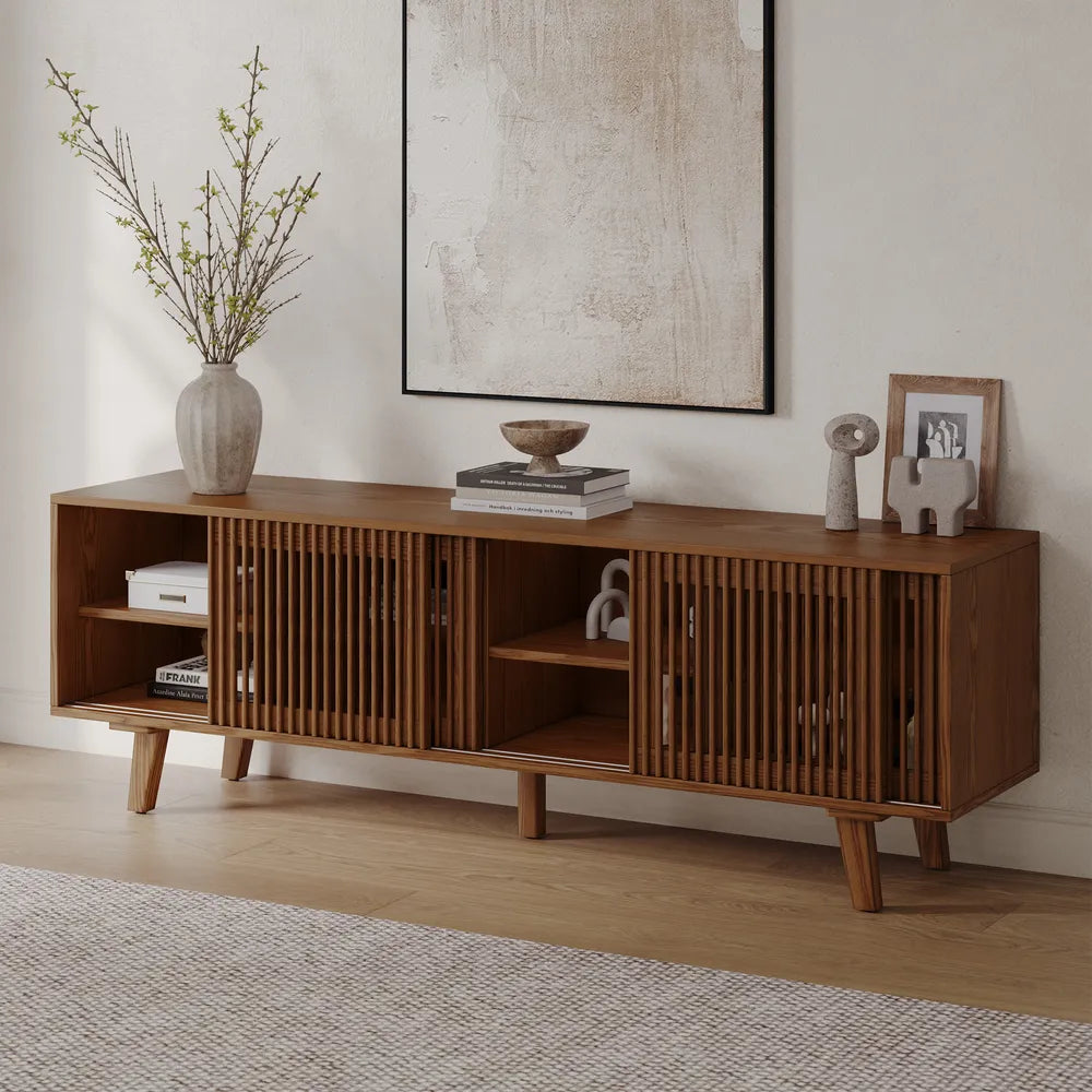 Astrid 70" MCM Slatted Media Console