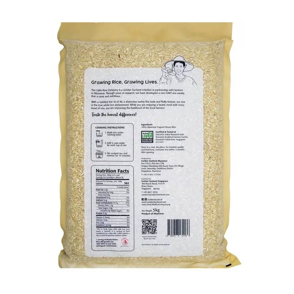 FOOD CULTURE THE LITTLE RICE THE LITTLE RICE COMPANY Hearty Brown Rice Low GI 46 100% Whole Grain Non GMO 5kg