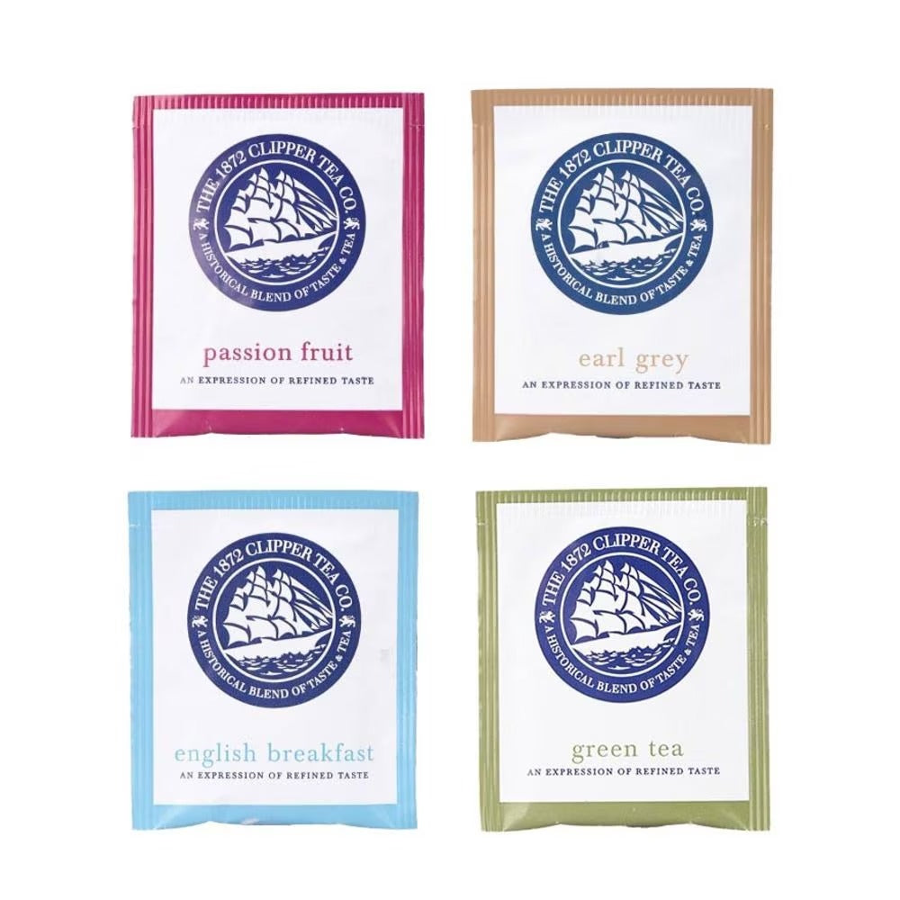 FOOD CULTURE JEWEL ROCK SUGAR Rock Sugar Stick 5s + The 1872 Clipper Tea Co. Tea Bags 5g (Passion Fruit + Earl Grey + English Breakfast + Green Tea + Chamomile Tea) Gift Box 80g