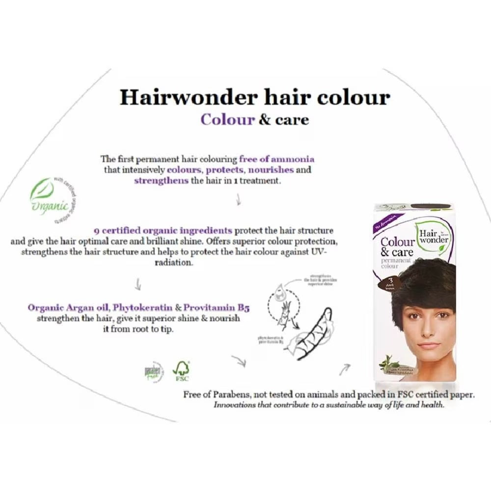 HAIR WONDER Colour & Care Organic #3 Dark Brown (For Beautiful And Glamorous Colour, Healthy, Strong And Silky Soft Hair) 100ml