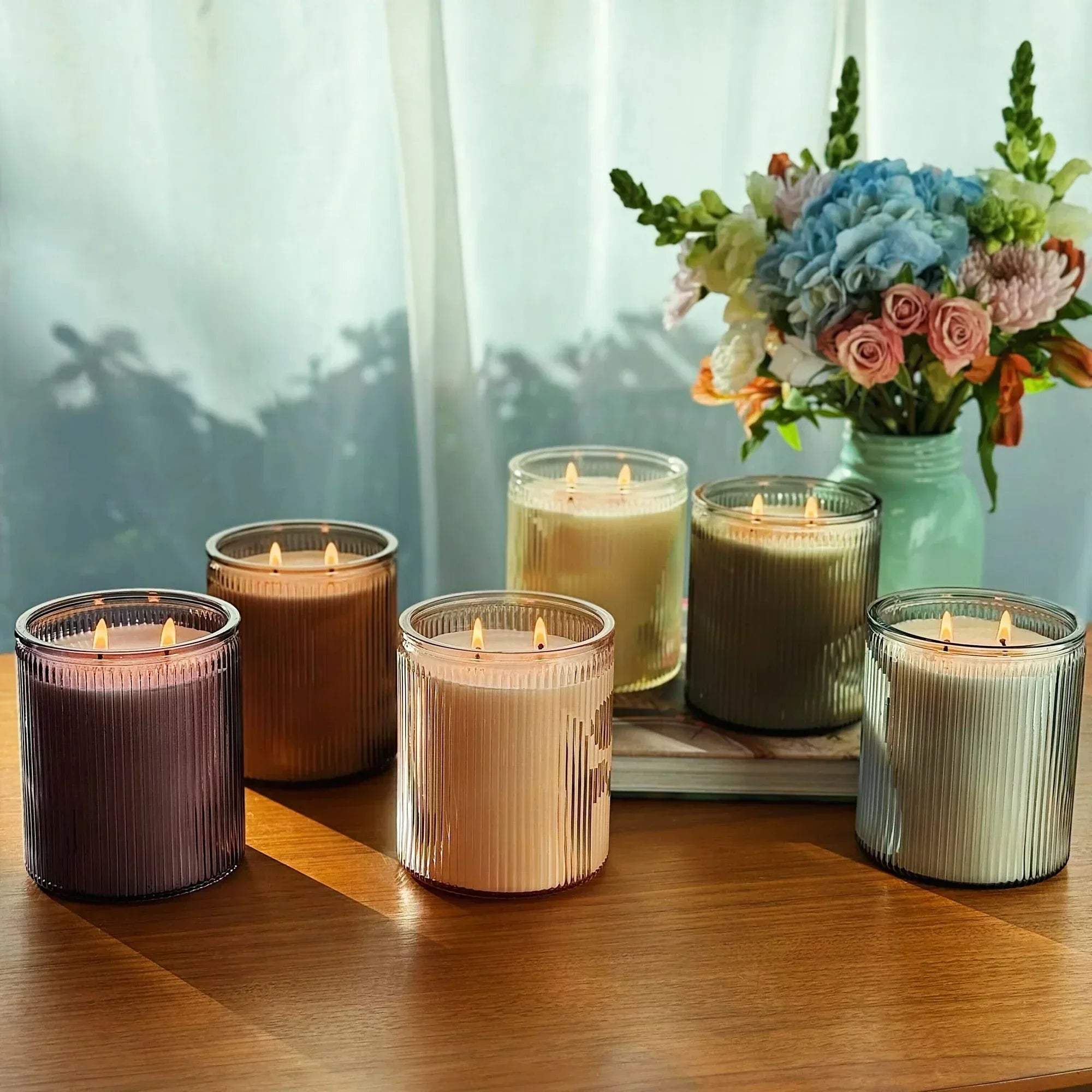 Better Homes & Gardens Salted Coconut and Mahogany Scented 2-Wick 17.1oz Ribbed Jar Candle