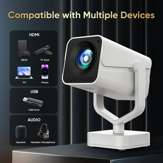 GCZ Mini Projector with WiFi and Bluetooth, HD 1080P Video Smart Projector with Android System