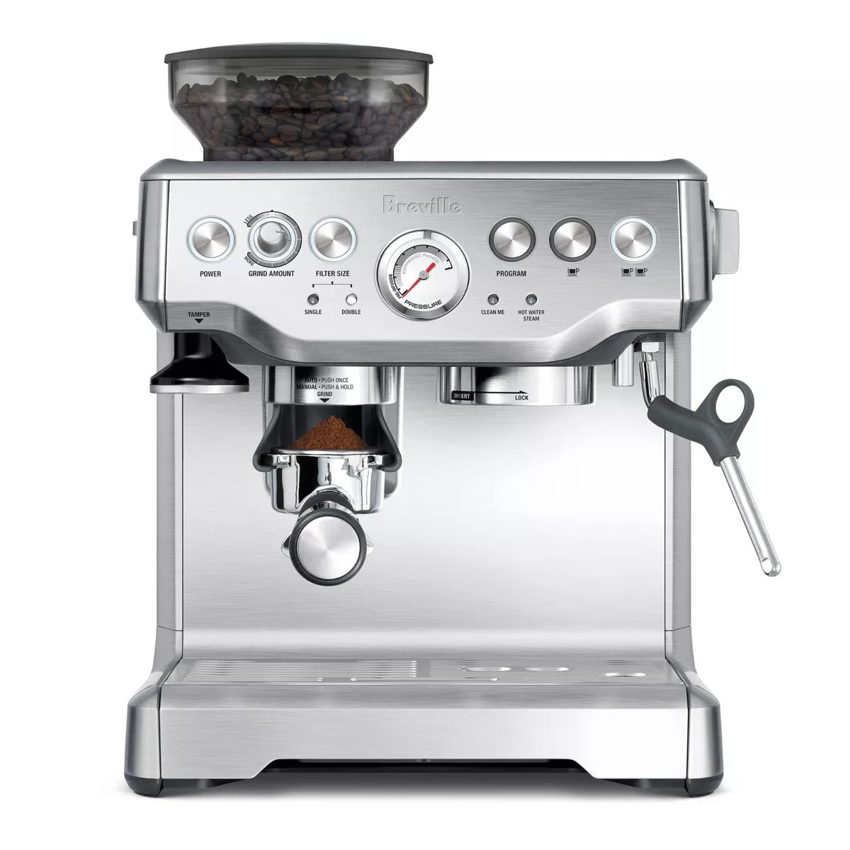 Breville Stainless Steel Barista Express Espresso Machine Light Silver