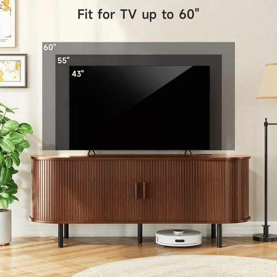 MARNUR 55" TV Stand for 60" TV, Wood Entertainment Center with Storage and Shelves